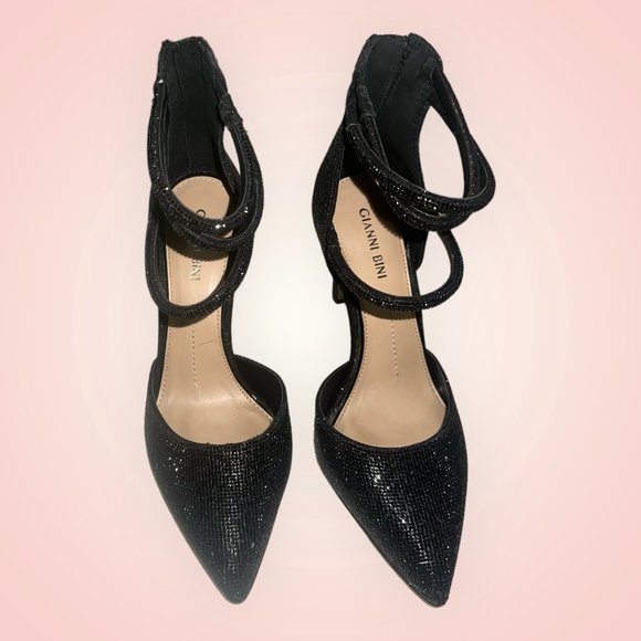 Gianni Bini Shoes - Gianni Bini "Anyssah" Strappy Jeweled Pumps Pointed Toe in Black Women's 8